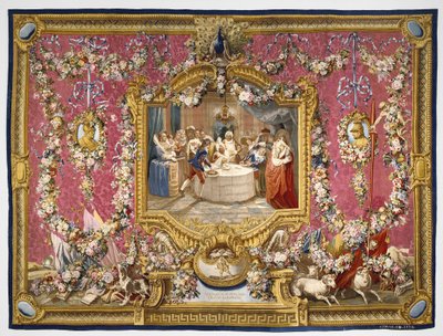 1770-72年のバラタリア島でのサンチョの食事（絹と羊毛） 作： Charles Antoine Coypel